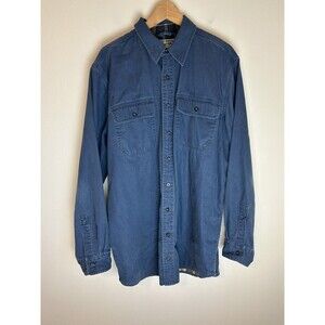 L.L. Bean Men's Flannel Lined Shirt Shacket Blue Denim Size L Tall Thick Quality